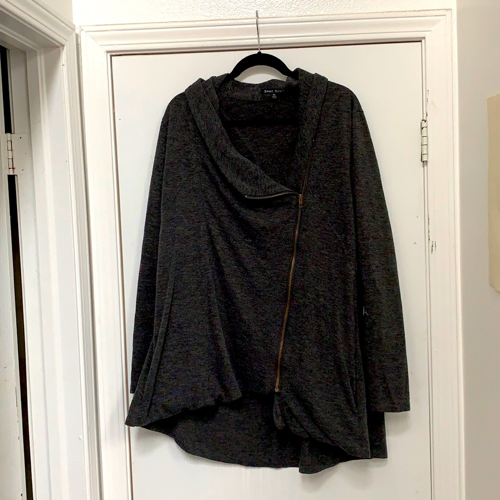 Grey asymmetrical zip sweater